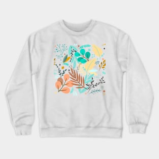 illustration of abstract colored flower with closed opened blossom leaves seamless pattern Crewneck Sweatshirt